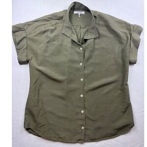 FRAME Military Green Short Sleeve Button Down Shirt Minimalist Large